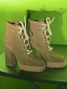 SHUTZ Fillipa Suede Leather Brown Platform Ankle Boots Size 8 1/2 B Ladies Tags - Picture 1 of 11