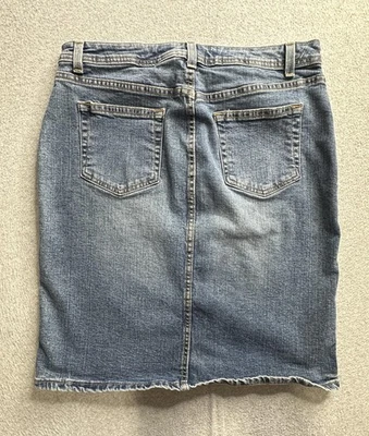 Falda vaquera antigua azul marino para mujer 12 azul denim elástico informal dobladillo crudo estilo Y2K Foto 1 de 4