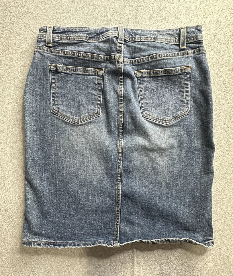 Falda vaquera antigua azul marino para mujer 12 azul denim elástico informal dobladillo crudo estilo Y2K Foto 1 de 4