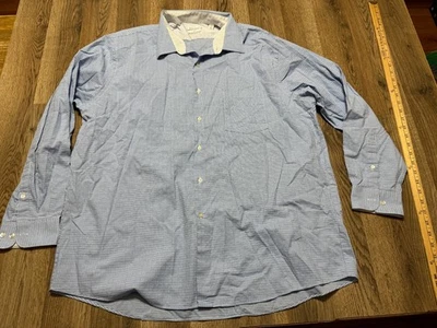 Van Heusen Shirt, Men's Size 18 34/35, White Blue, Long Sleeve Button Up Stretch - Image 1 of 4