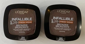 (2) L'Oreal Infallible 24H Soft Matte Bronzer 550 Deep Dark Waterproof NEW - Picture 1 of 2