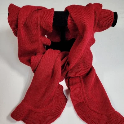 Bufanda para mujer color arándano borde con volantes tejido rectangular cálido abrigo de invierno Foto 1 de 4