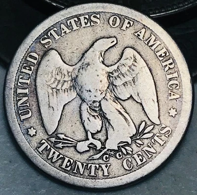 1875 CC Twenty Cent Piece 20C Ungraded 90% Silver US Coin CC28312 - Image 1 of 4