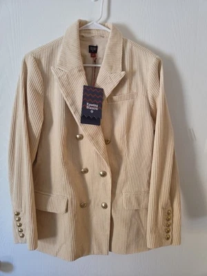 Rowing Blazers Jacket Womens L Cream Beige Double Breasted Corduroy Blazer Lined - Image 1 of 4