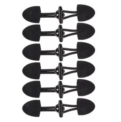 6 Pairs PU Leather Horn Toggle Buttons for Duffle Coat Fastener Buckle Black - Image 1 of 4