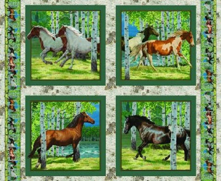 Muelles ~ HORSES Pintos Appaloosas Bay ~ Panel de edredón de almohada de tela 100 % algodón Foto 1 de 1