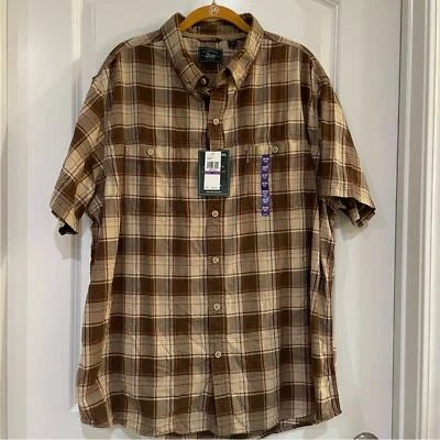 G.H. BASS & CO. Rick River textures mens short sleeve brown plaid shirt size XXL - Image 1 of 4