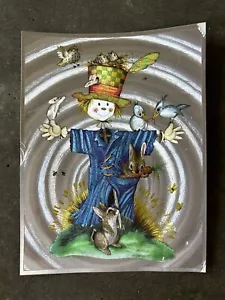 Vintage Dufex Foil Print England Scarecrow Birds Rabbit Mouse 6.25x8.25" - Picture 1 of 4