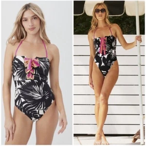 Trina Turk Lennox Bandeau lace up one piece swimsuit Size 4 - Picture 1 of 9
