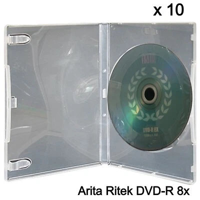 Arita DVD-R 8x Blank Disc 4.7gb Ritek G05 120 min NON printable Logo Jewels x 10 - Image 1 of 4