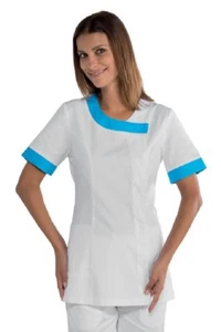 CASACCA INFERMIERE ESTETISTA DELHI BIANCA E TURCHESE - ISACCO - Imagen 1 de 1