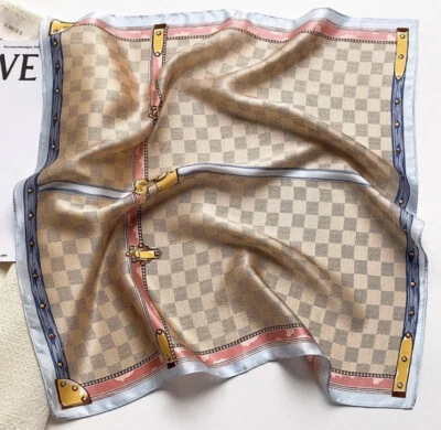 POBING HERRLICHES LUXUS SEIDENTUCH 53*53cm •DAMIER LUXUS STOLA•SEIDENFEELING•SEIDENPOLY