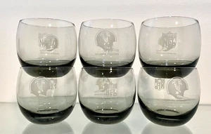 NFL Atlanta Falcons Set of 6 Cocktail Glasses Etched Stackable Smoke Gray 3” T - Picture 1 of 7