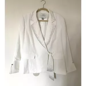Giacca blazer vintage Serafina bianca paillettes strass impreziosita snap party taglia 20 - Foto 1 di 12