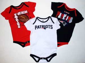 New England Patriots BABY Boy 3-pack of short sleeve bodysuits NFL NWT - Picture 1 of 5