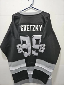 WAYNE GRETZKY #99 INDIVIDUELL GENÄHTES LA HOME SCHWARZ GRAU TRIKOT THE GREAT ONE 2XL - Bild 1 von 10