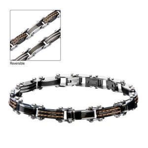 Herren Edelstahl Schwarz Ip Und Roségold Ip Wendearmband Inox Schmuck - Bild 1 von 3
