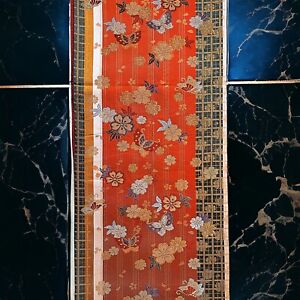 Japanese Kimono textile gold embroidery used as sash. for modern decoration 