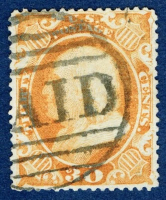 [st7121] USA 1860 Scott#38 used 30¢ Franklin cv:$500 with W.T.CROWE certificate - Image 1 of 3