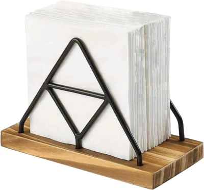 Tovaglioli in Metallo E Legno, Portatovaglioli in Legno, Portatovaglioli, Dispen - Immagine 1 di 4