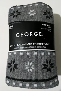 Mallas de algodón pesadas para niñas George negras blancas grises talla 12-14 NUEVAS - Imagen 1 de 4