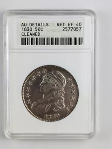 Medio dólar de plata busto tapado 1830 - detalles ANACS AU - soporte para jabonera antiguo - Imagen 1 de 4