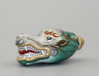 Chinese Porcelain Hand Painted Depict Gold Famille Rose Dragon Head Snuff Bottle
