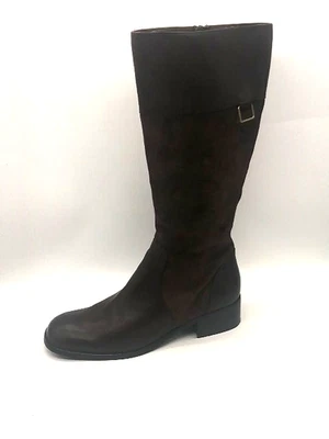 Coldwater Creek Botas Mujer Marrón 8.5 Cuero Gamuza Alto Zapatos de Montar Cremallera Foto 1 de 4