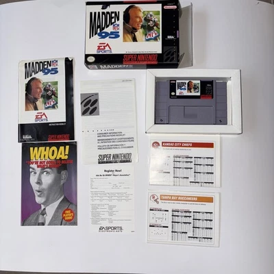 Madden NFL 95 (Super Nintendo 1994) SNES 1995 - Complete IN Box CIB Tested - Image 1 of 4