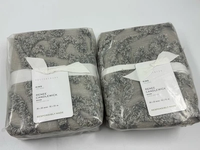 NWT Set/2 Pottery Barn Renee Candlewick Cotton Sateen KING Shams - Image 1 of 3