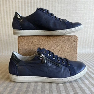 Mephisto Mobils Zapatos Hawai Para Mujer Talla 7.5 Azul Marino Cuero Cremallera Lateral Tenis - Imagen 1 de 21