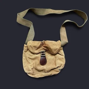 True Vintage Canvas Shoulder Bag with Leather Buckle Strap Red Head 50s 60s - Picture 1 of 6