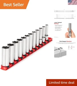 12-Piece 3/8 Inch Drive Deep 6-Point Socket Set with Rails for All Your Needs - Picture 1 of 9