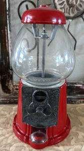 1985 Vintage Red CAROUSEL Gumball Machine Metal W/ Glass Globe WORKS 11.5" inch - Picture 1 of 9