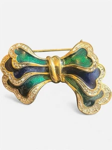 Vintage Enameled Bow  Brooch/Pin CK C-1 - Picture 1 of 2