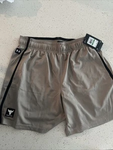 Under Armour Project Rock Payoff Men Size Large 7" Mesh Shorts Taupe 1383192 NWT - Picture 1 of 4