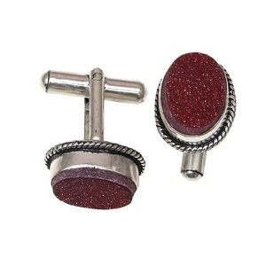 Gemelos de plata de regalo de cumpleaños étnico hecho a mano con piedras preciosas rosa Drusy de 2,5"" - Imagen 1 de 9