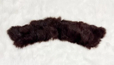 Vintage Genuine Rabbit Fur Collar Brown Lined w/attachment Loops - Image 1 of 4