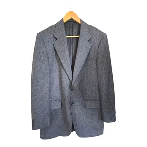 Gieves & Hawkes Saville Row Blazer Jacket 40R Herringbone Tweed Grey 100% Wool - Picture 1 of 13