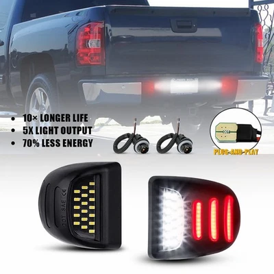 2X Tubo DRL Vermelho Luz de Placa de Licença de LED para Chevrolet Silverado 1500 2500 3500HD - Imagem 1 de 4