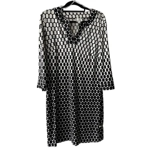 Vestido para mujer Donna Morgan talla 14 blanco y negro diseño geométrico carrera oficina - Imagen 1 de 7