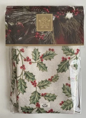 LENOX Navidad Para Las Fiestas Mantel Acebo FIESTAS DORADAS Oblongo 60x104 Foto 1 de 4