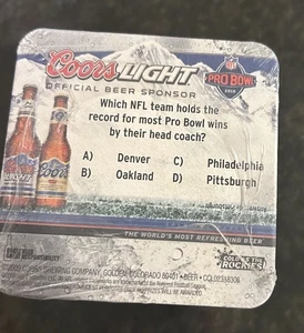 New COORS Light Beer Coasters Pro Bowl 2009 Football Sealed Brick - Picture 1 of 4