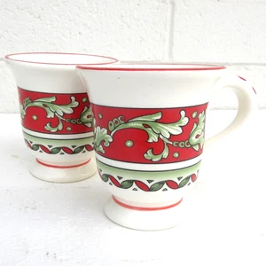 2 "LA ROSSA" SUR LA TABLE Mugs Italy Red Green Floral "Art & Soul of Cooking" - Picture 1 of 18