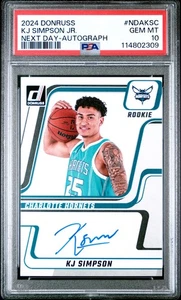 2024-25 Donruss KJ Simpson Jr. RC Next Day Autograph PSA 10 EDW - Picture 1 of 2