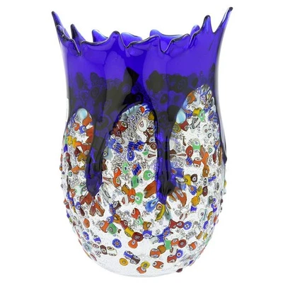 GlassOfVenice Murano Glass Millefiori Art Glass Spiky Vase - Blue - Image 1 of 4