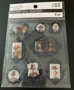 RECOLLECTIONS HALLOWEEN STICKER EMBELLISHMENTS 9 PC EPOXY STICKERS DEAD REGENCY - Picture 1 of 2