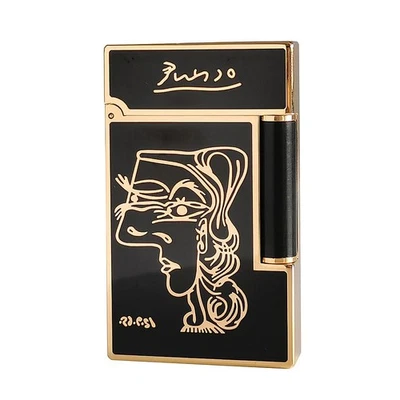 ST Dupont Ligne2 Picasso Lighter Black Lacquer Ping Sound For Smoking Cigarette