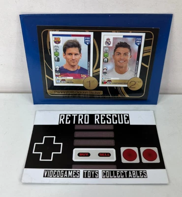 Messi Ronaldo Golden Sticker Panini 2016 FIFA 365 Sticker 8 Unused NEW - Image 1 of 3