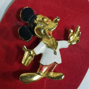 Vintage Mickey Mouse, Goldtone Metal Enamel Pin, Brooch, Disneyana - Picture 1 of 12